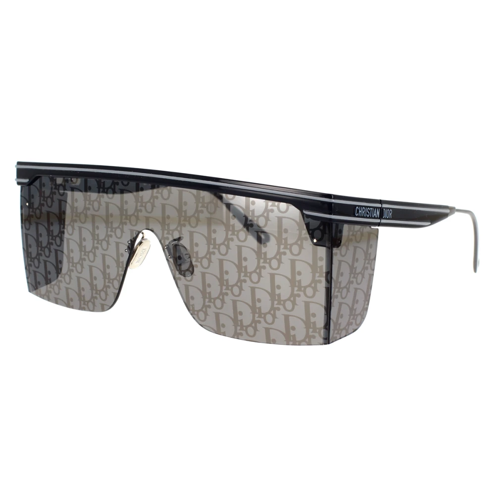 Dior Sportiga Rektangulära Solglasögon med Silverfärgade Spegellinser Black, Unisex