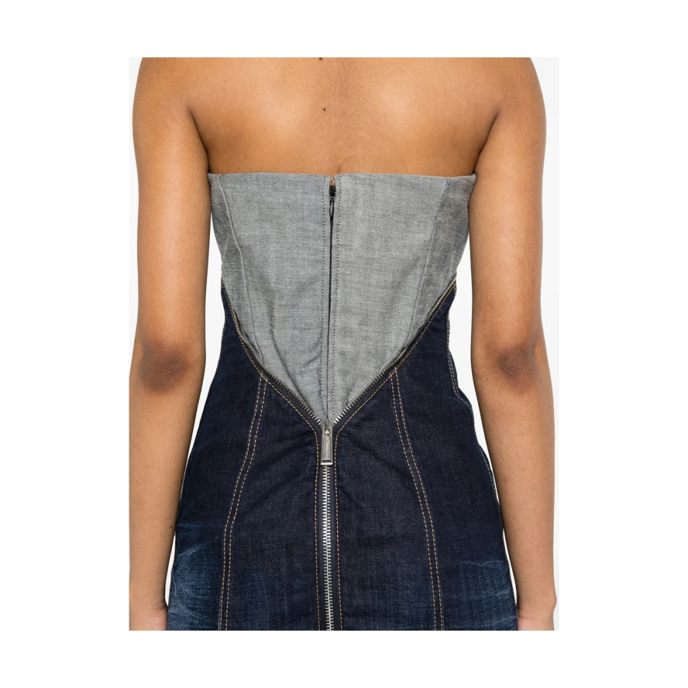 Dsquared2 Indigo Blauw Gevoerd Lijfje Jurk Blue Dames