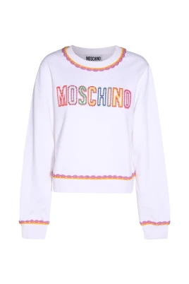 Vit Orange Sweatshirt med Broderad Logotyp