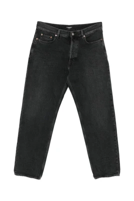 Svart Bomull Klassiska Jeans
