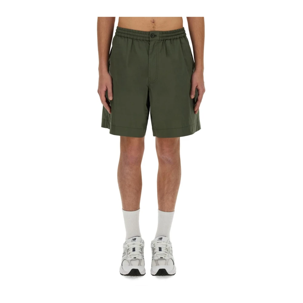 Aspesi Men's Green Relaxed Fit Cotton Twill Shorts