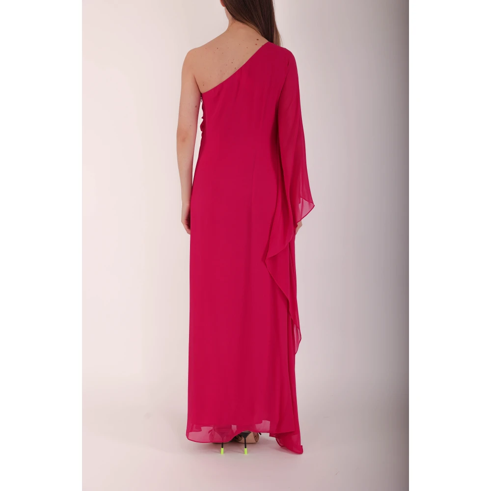 Max Mara Eén-schouder zijden georgette maxi jurk Pink Dames