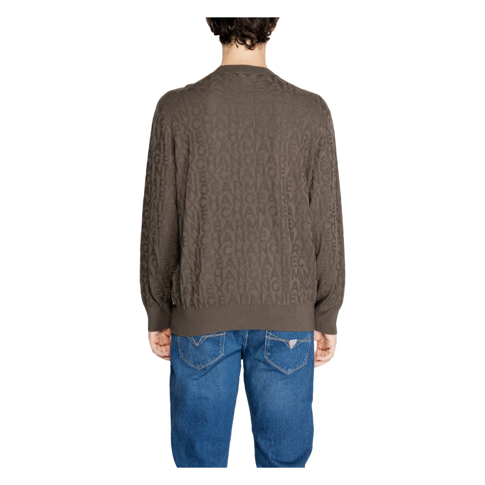 Armani Exchange Groene gebreide trui met ronde hals Green Heren
