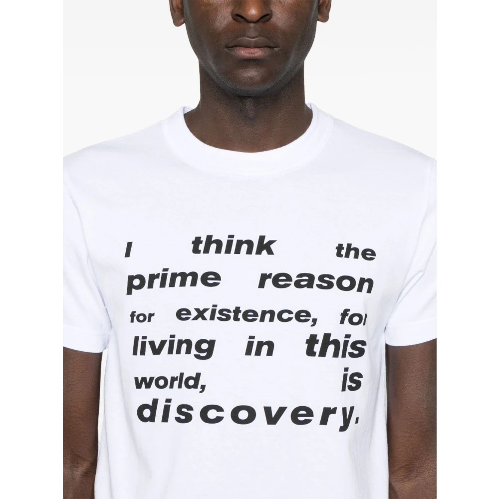 Sacai Wit Katoenen T-shirt met Tekstprint White Heren
