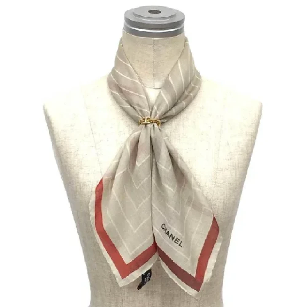 Chanel Vintage Pre-owned Cotton scarves Beige Dames