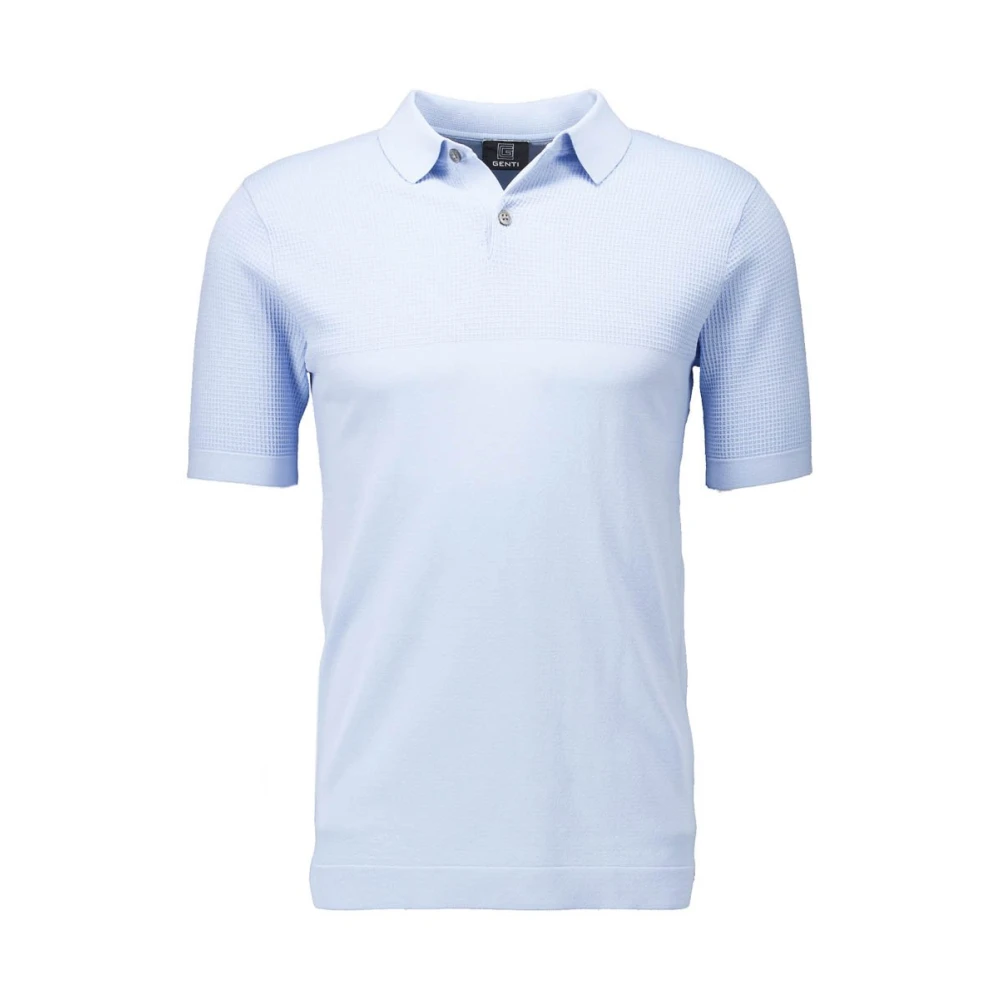 Genti Elegante Polo Shirt met Gestructureerd Design Blue Heren