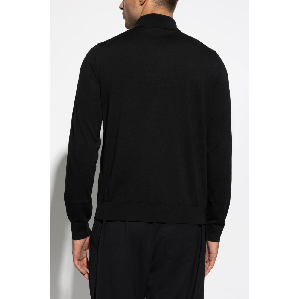 Versace Lange mouw polo Black Heren