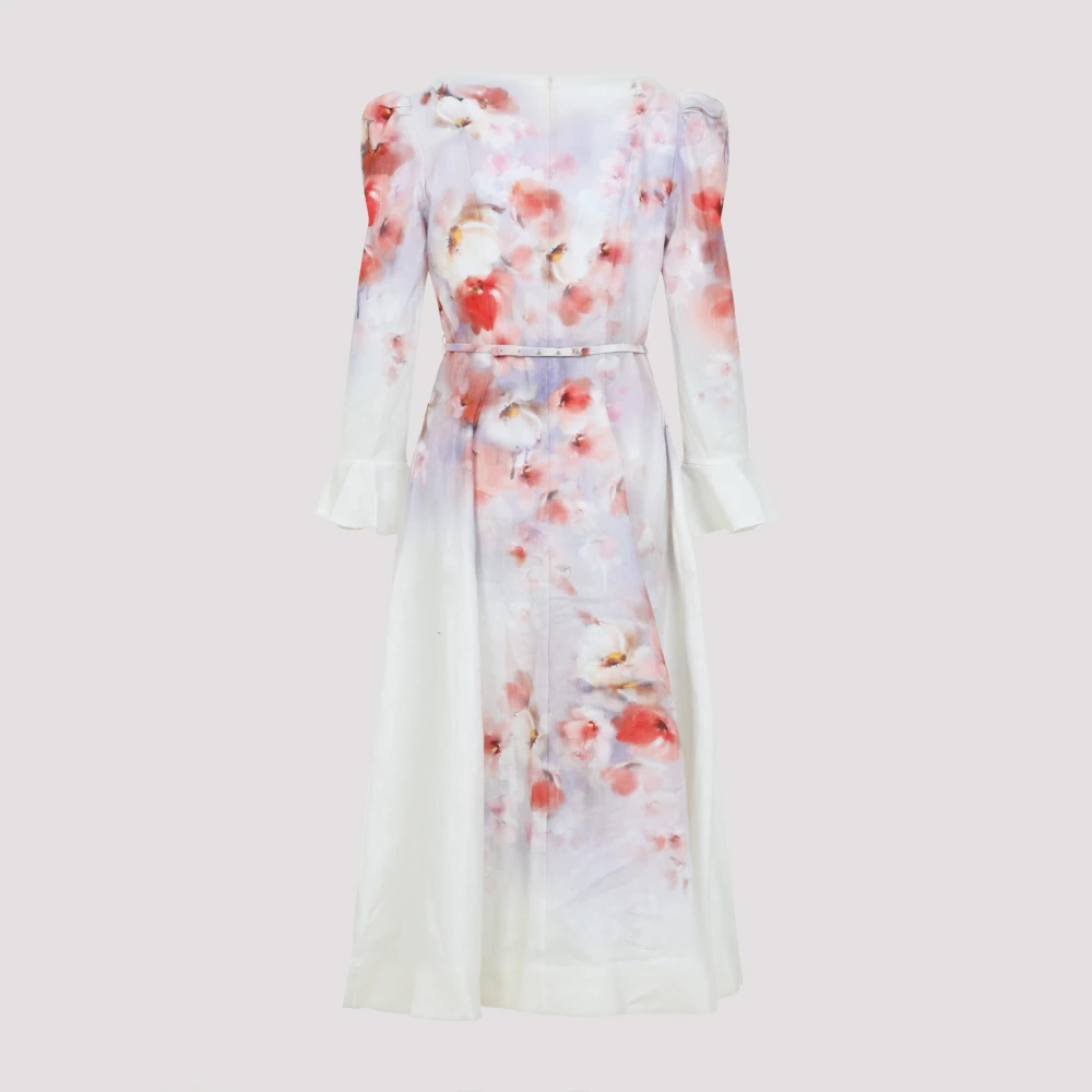Zimmermann Bloemen Frill Mouw Midi Jurk Multicolor Dames