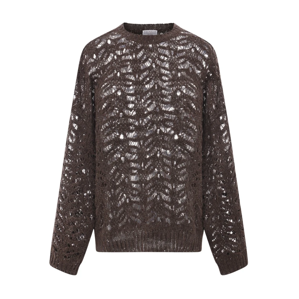 BRUNELLO CUCINELLI Bruine Pailletten Gebreide Trui Brown Dames