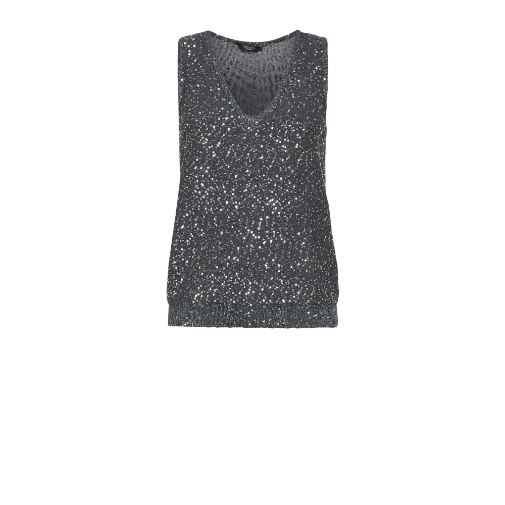 Weekend Max Mara Women's Gray Sleeveless Tops, Xs, Top