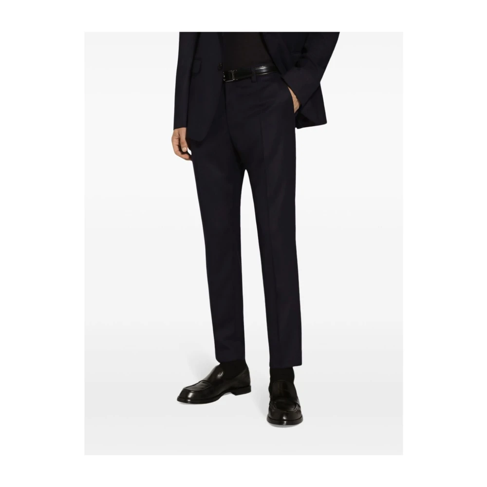 Dolce & Gabbana Navy Blue Wollen Broek Blue Heren