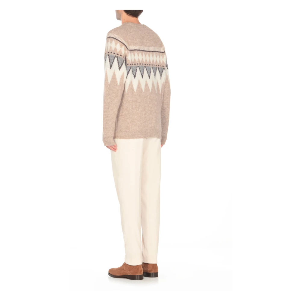 PESERICO Beige Alpaca Crewneck Jumper Sweater Beige Heren