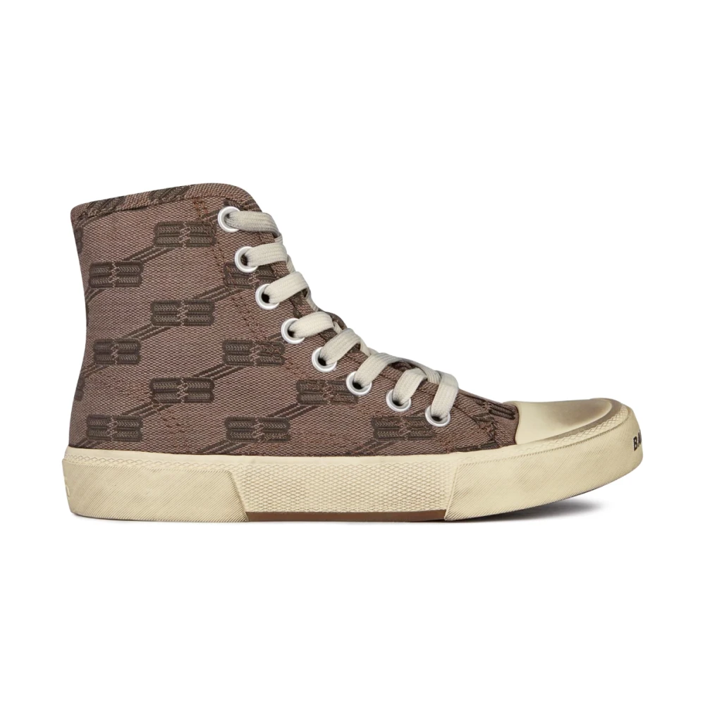 Balenciaga Paris BB Monogram High-Top Sneakers Dames Schoenen Bruin