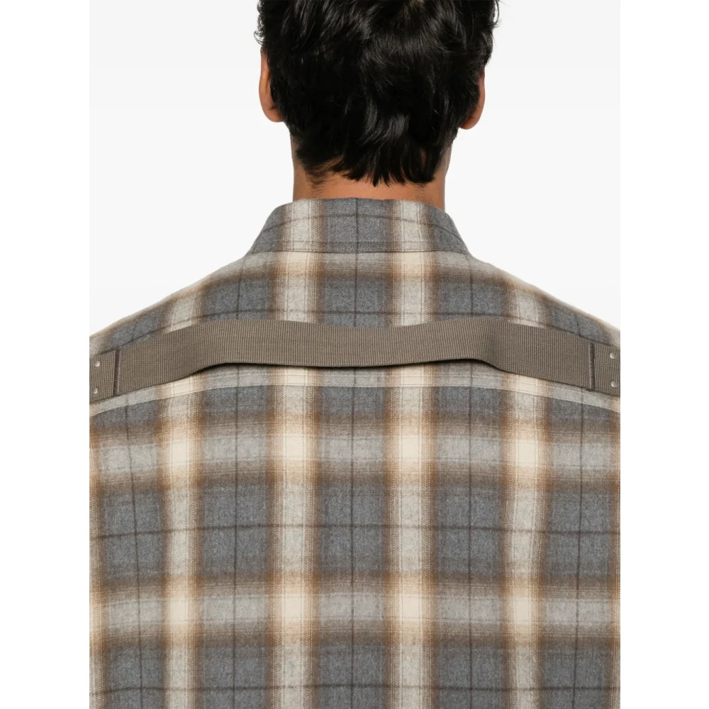 Rick Owens Geruite Flannel Mouwloze Blouse Gray Heren