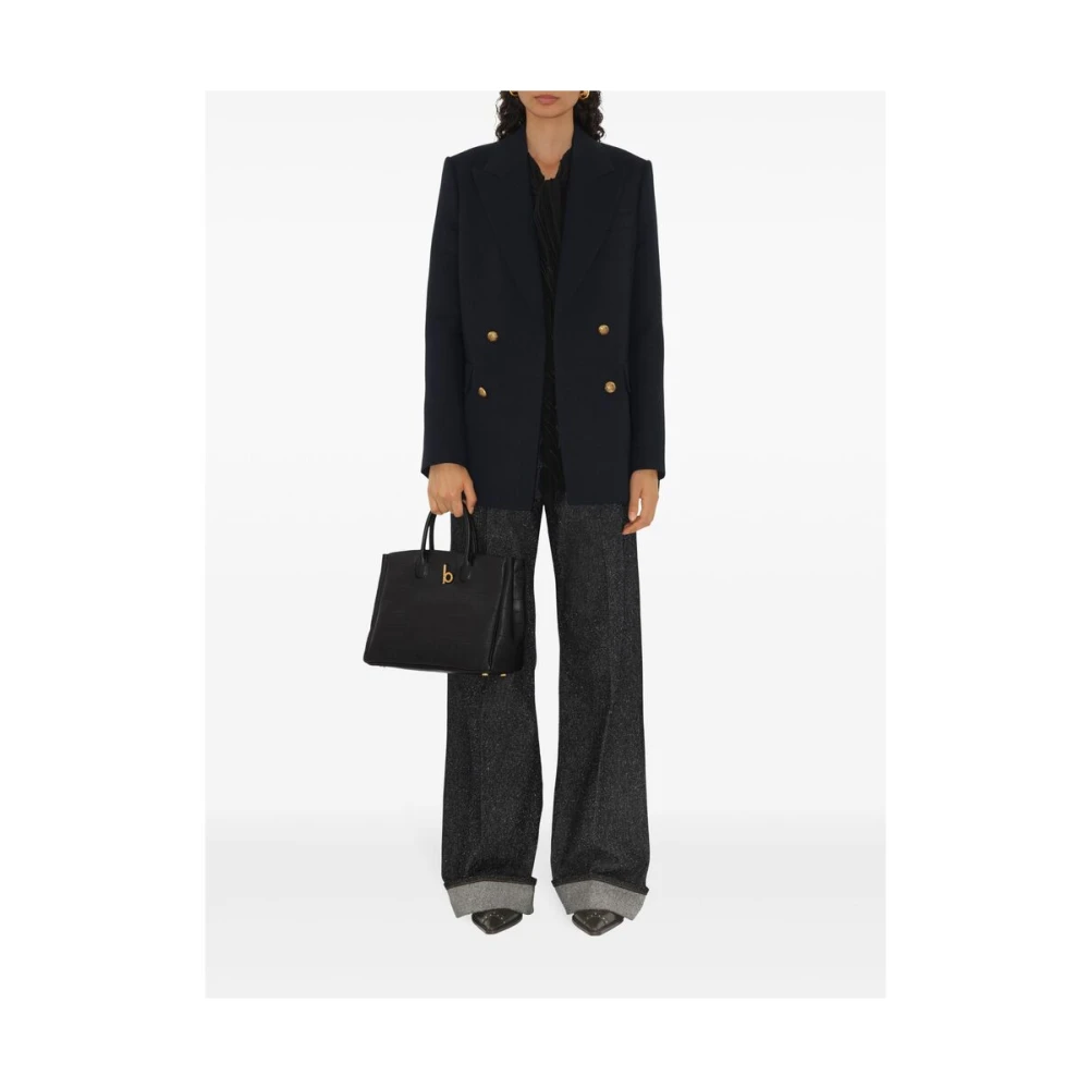 Burberry Zwarte Krokodileffect Handtas Black Dames