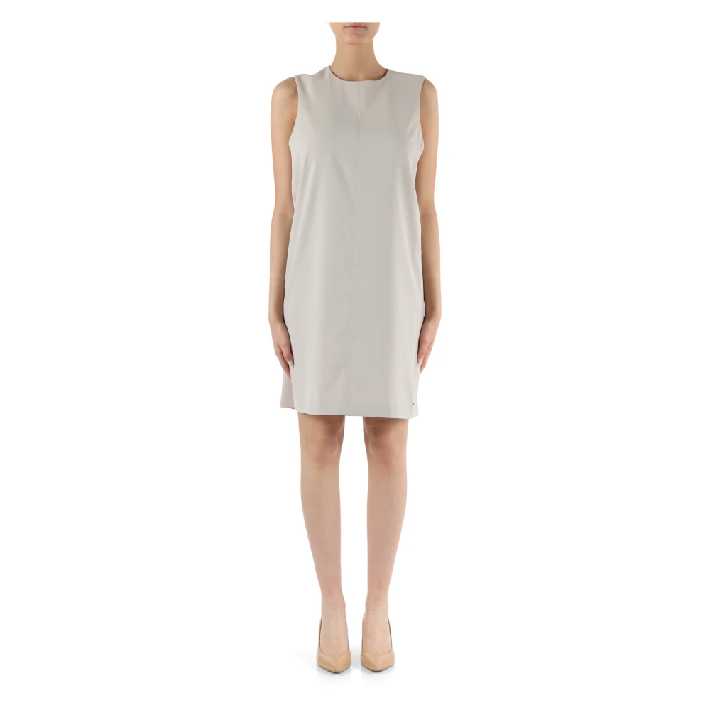 Calvin Klein Stretch stof korte jurk met logoplaat Gray Dames