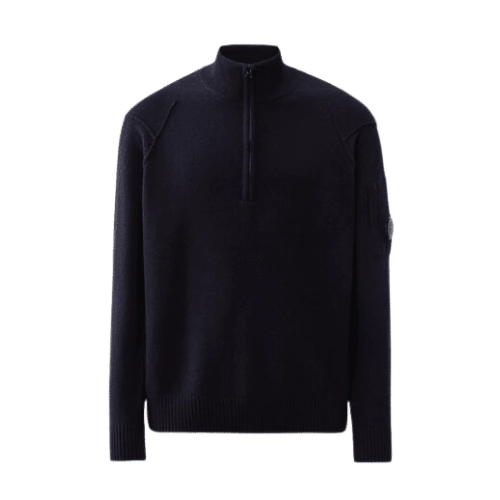C.P. Company Half Zip Lamswol Gebreid Total Eclipse Blue Heren