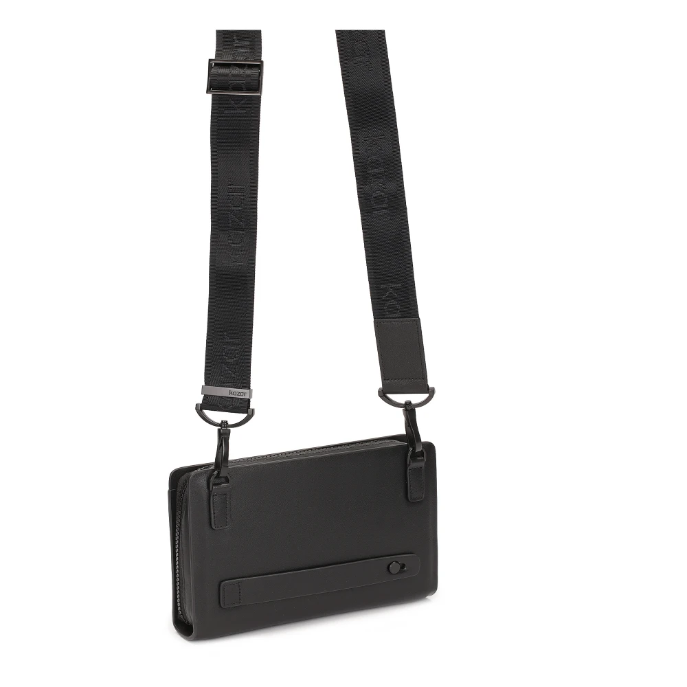 Kazar Zwarte leren heren zakje met riem Black Heren