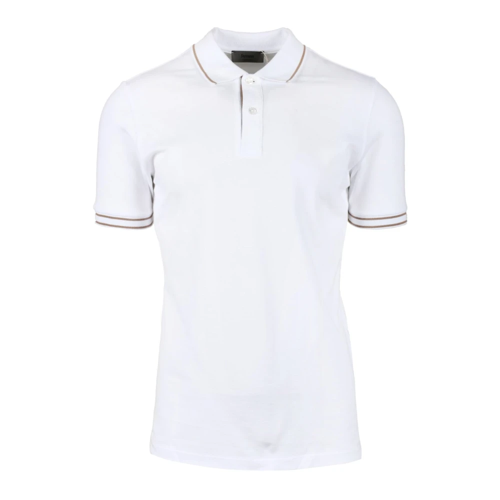 Ferrante Bomull Elastan Polo Tröja White, Herr