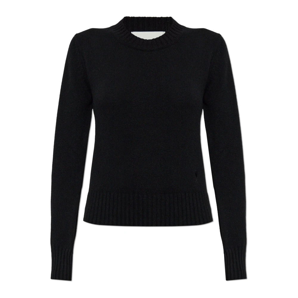 Ami Paris Donna Nero - Maglione Girocollo Con Ami De Coeur Tonal - Knitwear - S - Immagine 4
