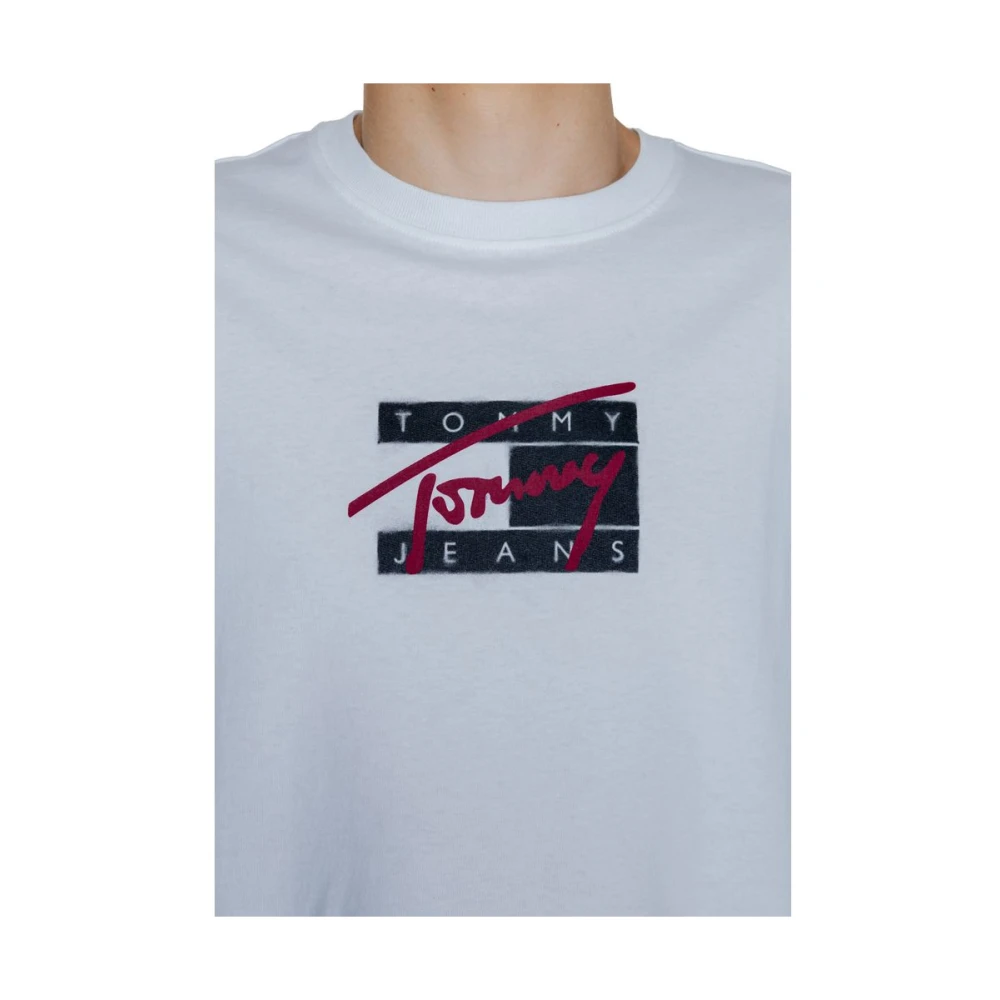 Tommy Jeans Gerecycled Katoen Heren T-shirt Herfst Winter Collectie White Heren