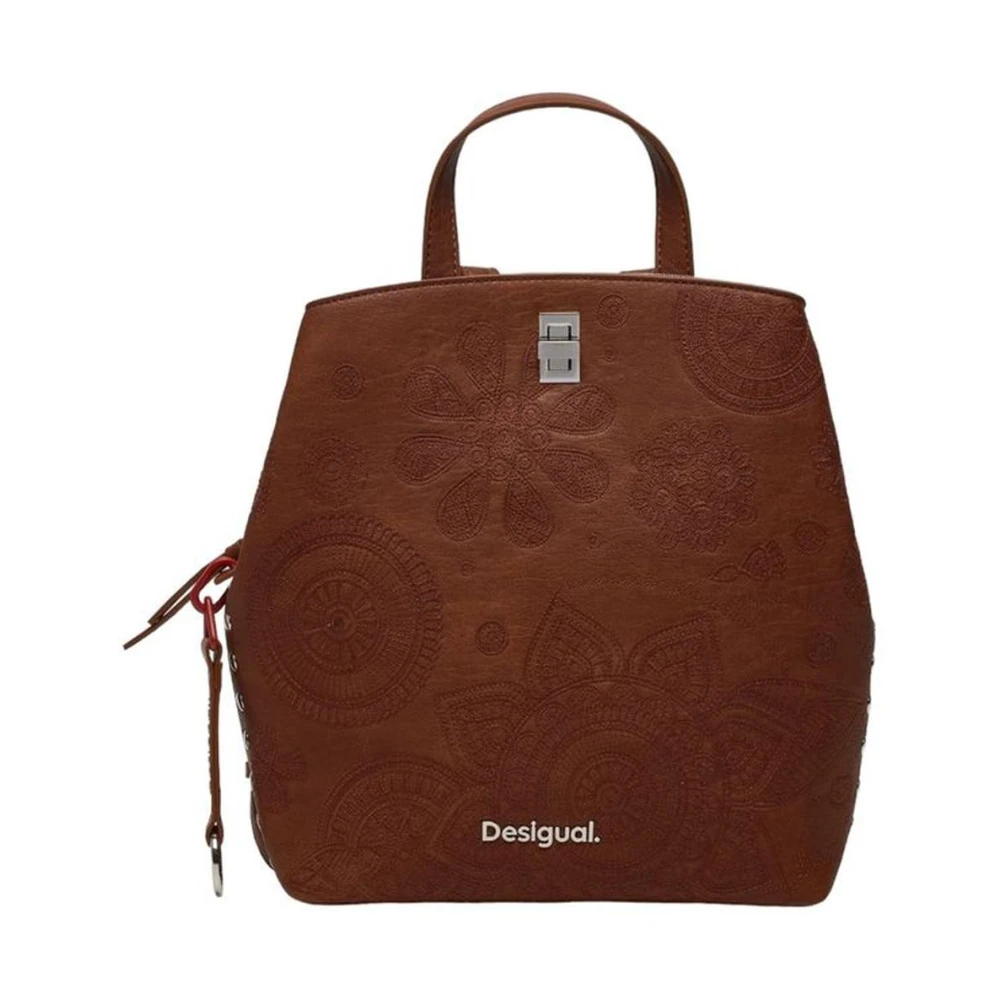 Desigual Stijlvolle Polyurethaan Damesrugzak Brown Dames