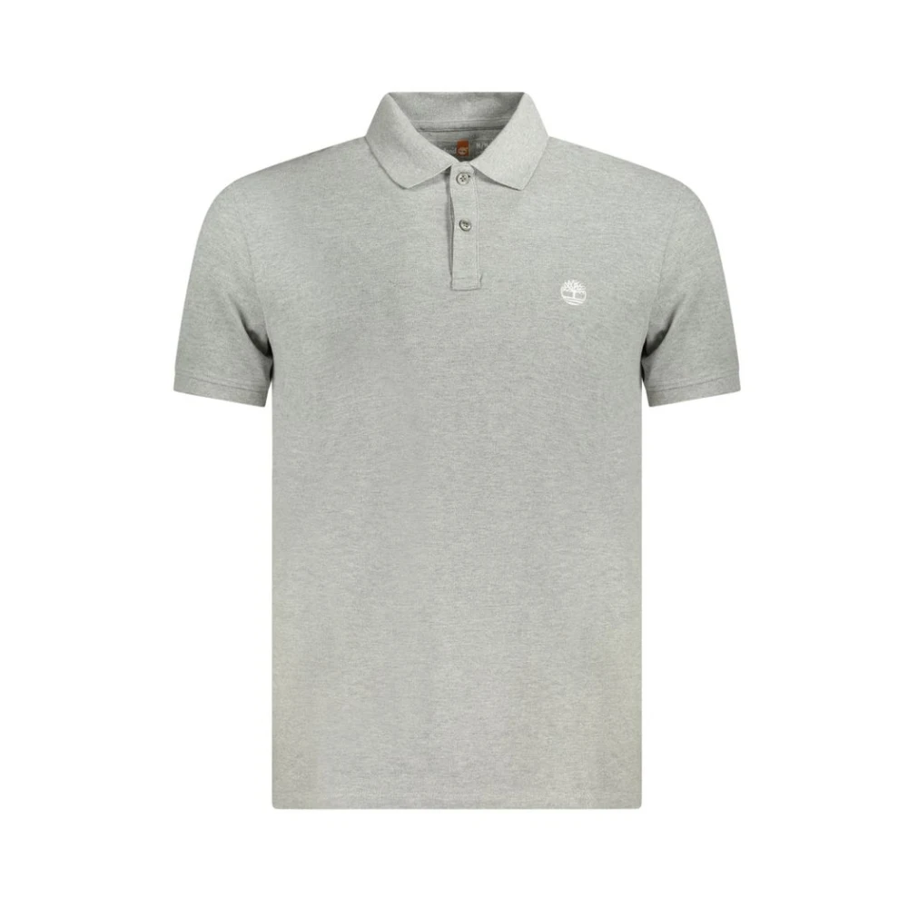 Timberland Men's Gray Cotton Polo Shirt With Embroidery