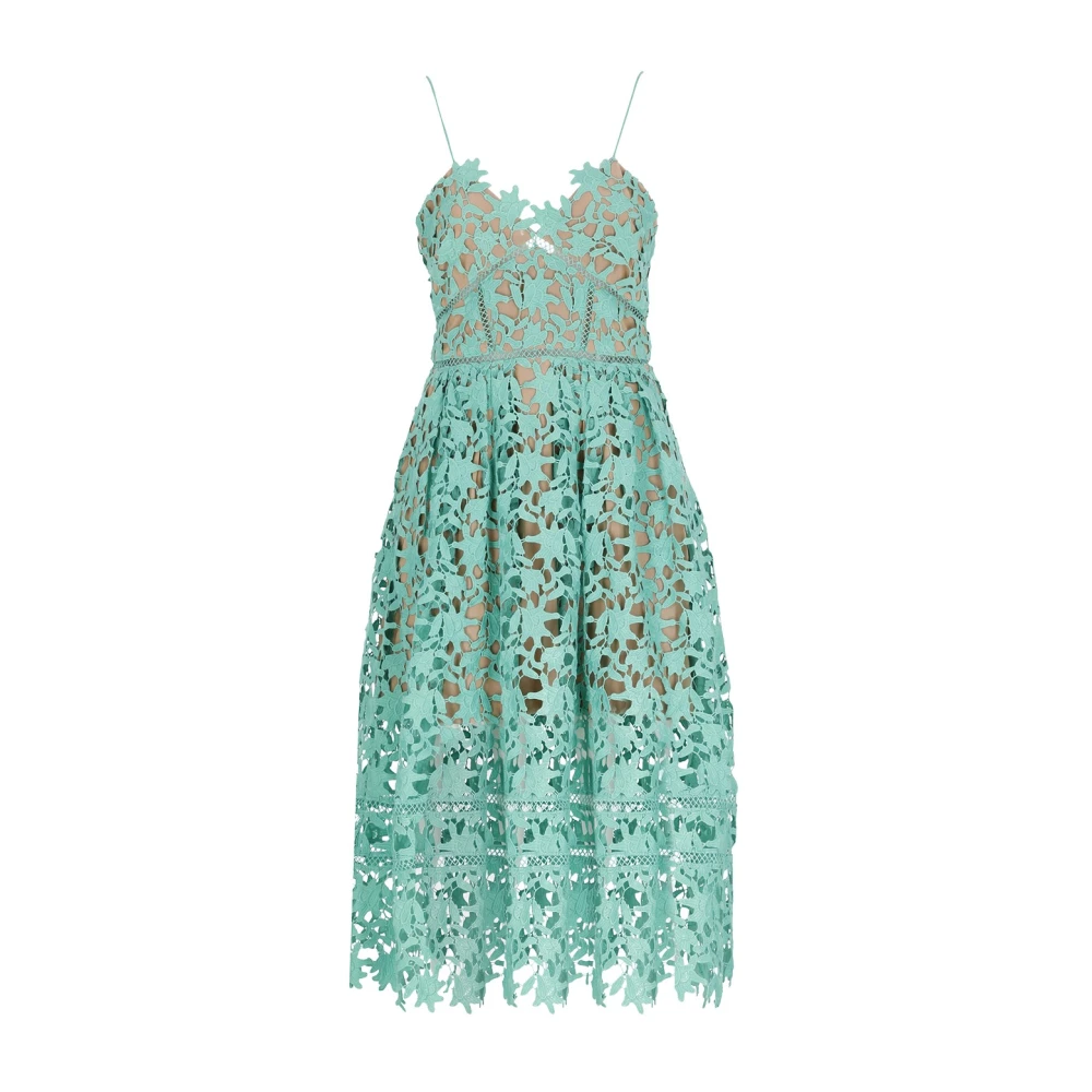 Self Portrait Lichtblauwe Kanten Midi Jurk Blue Dames
