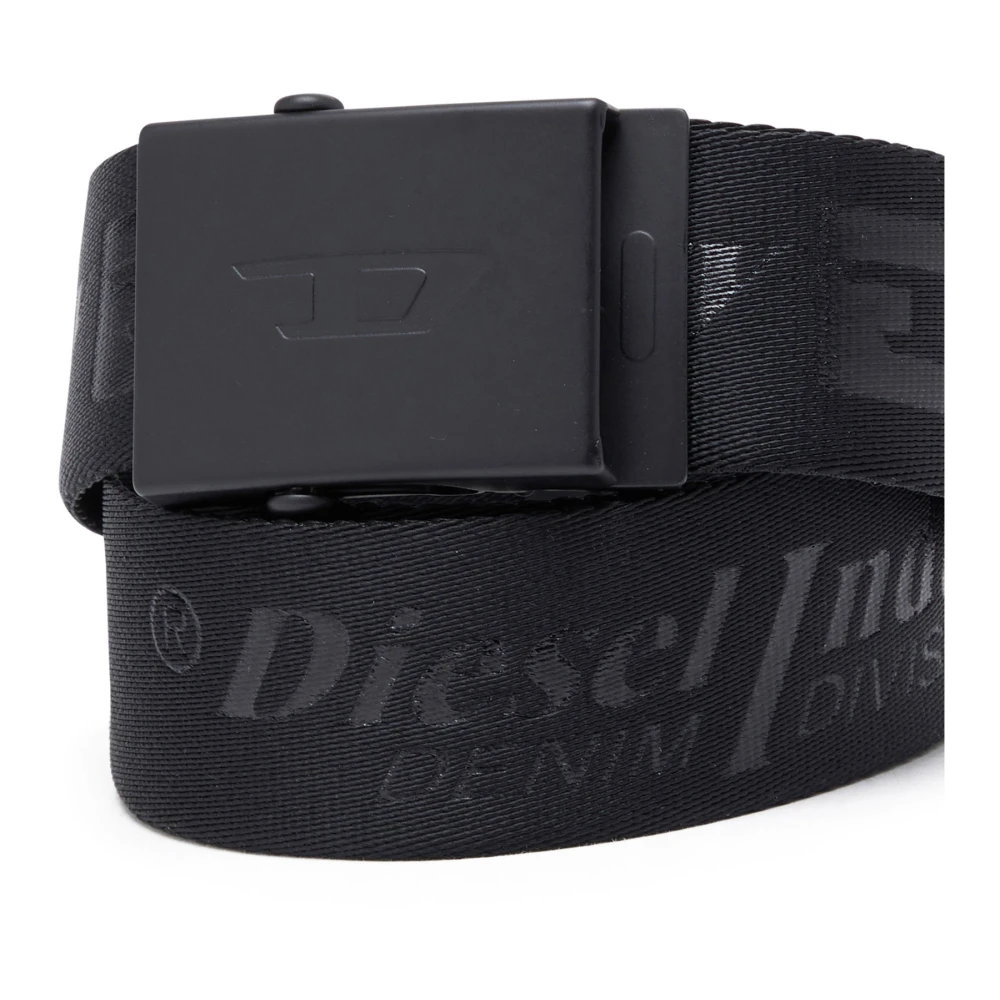 Diesel Tape belt with all-over logos Black Heren