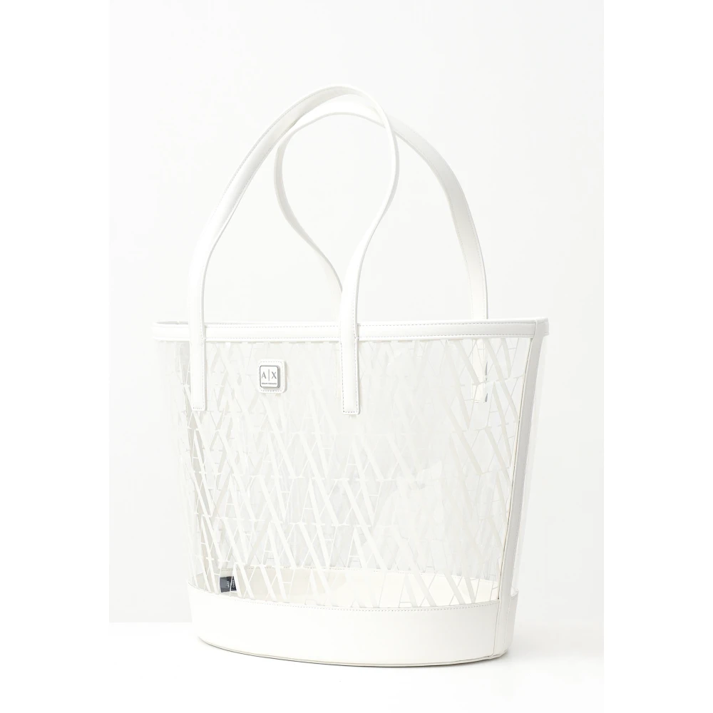 Armani Exchange Moderne veelzijdige shopper tas met grafisch patroon White Dames