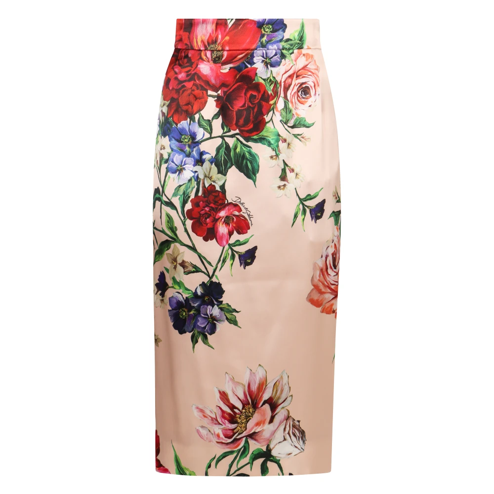 Dolce & Gabbana Multicolor Floral Print Satin Skirt - Female - Midi Skirts - L - Skirts