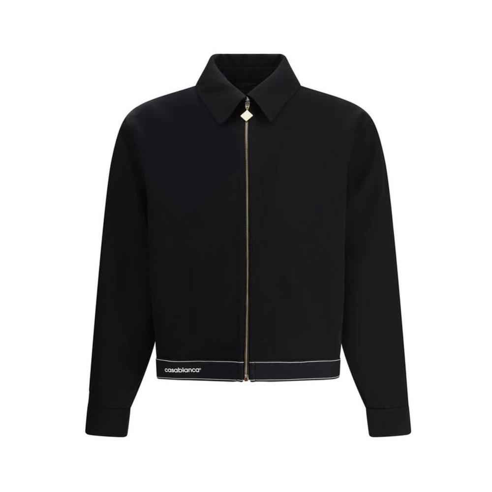 Casablanca Modern Wool Sports Jacket With Logo - Male - Light Jackets - Black - Xl - Jackets