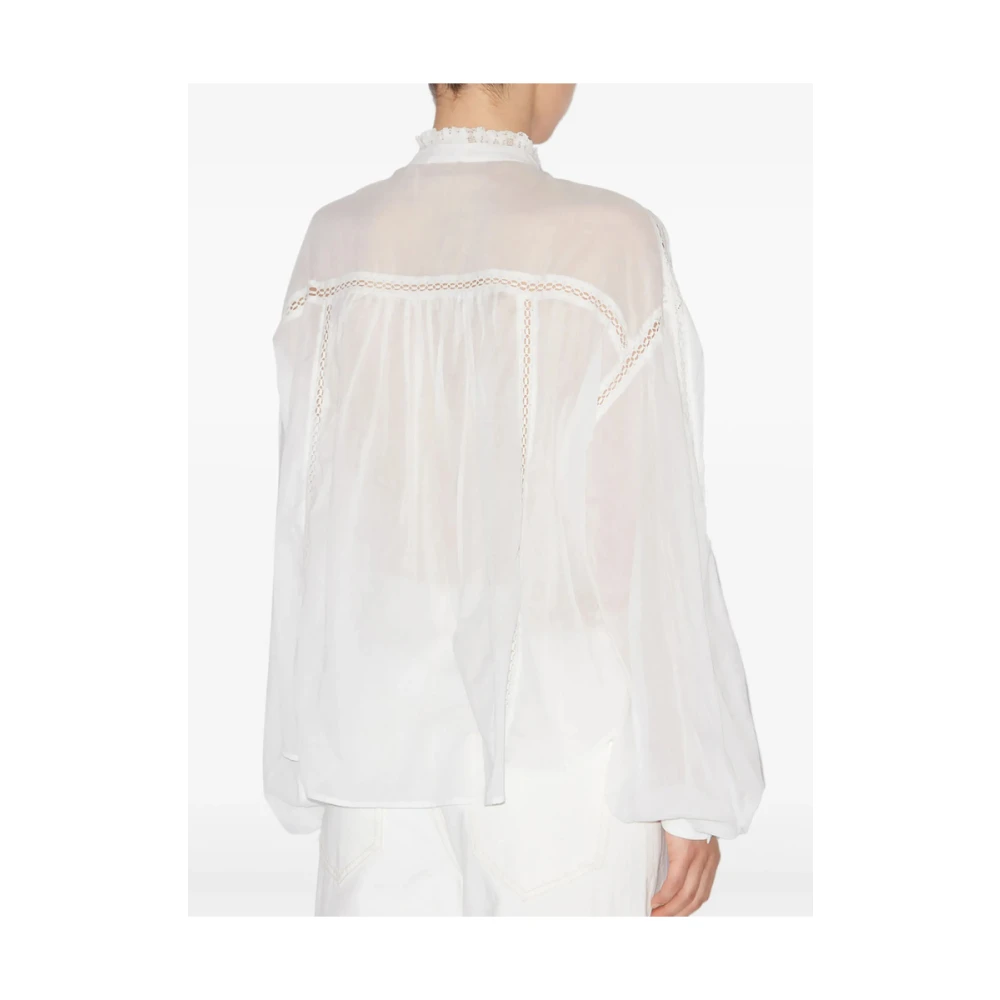 Isabel Marant Étoile Blouse met gerimpelde halslijn en lange mouwen White Dames