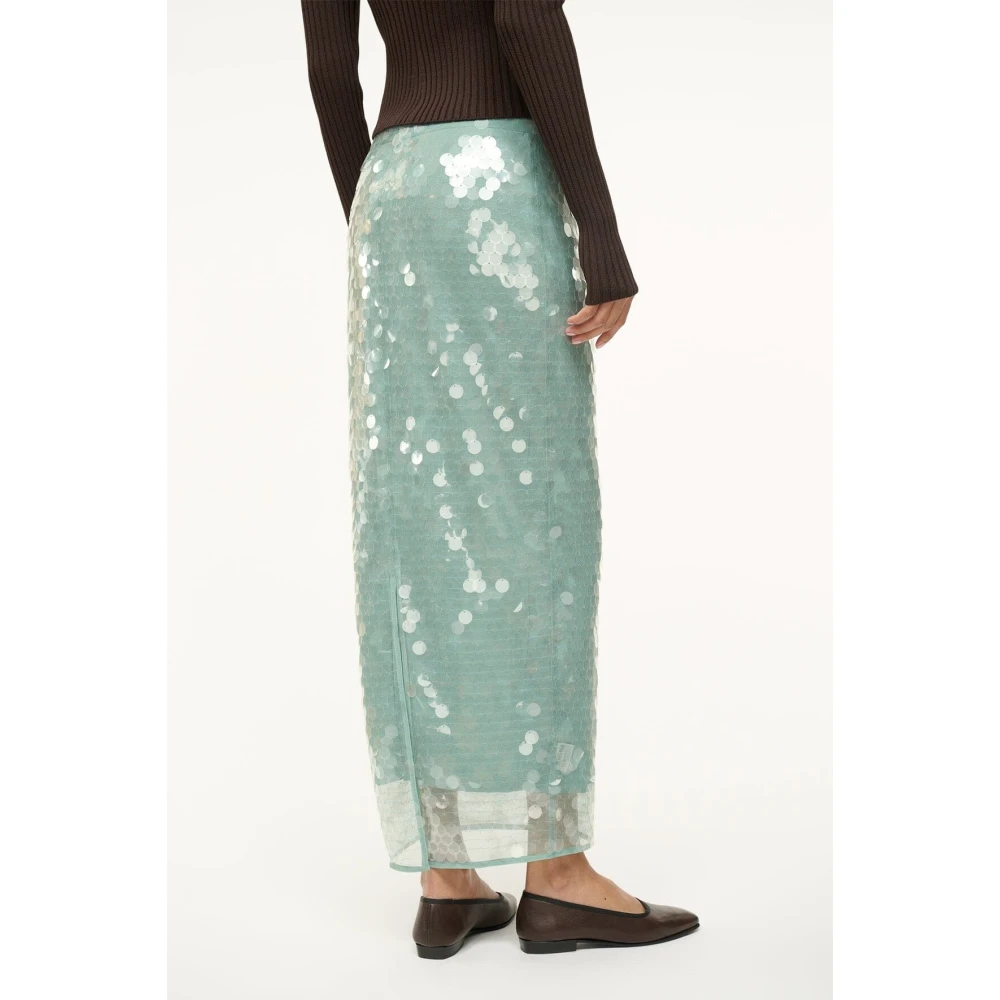 Staud Paillet Maxi Rok Green Dames