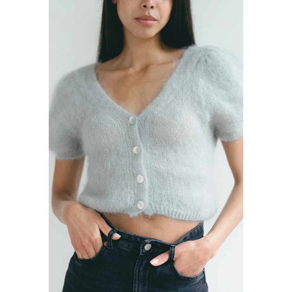 American Dreams V-hals Kort Vest Licht Grijs Gray Dames