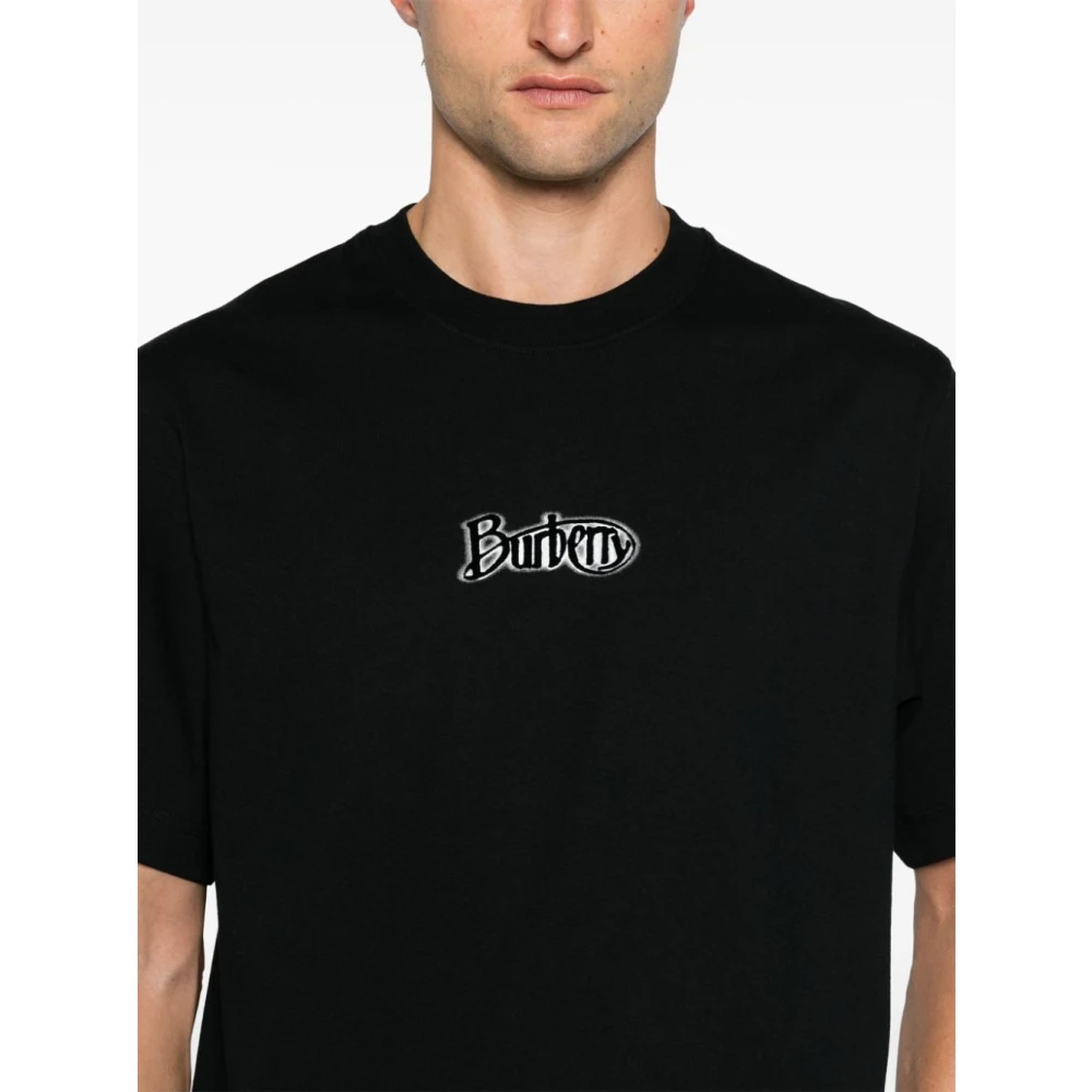 Burberry Zwarte Logo T-shirts en Polos Black Heren