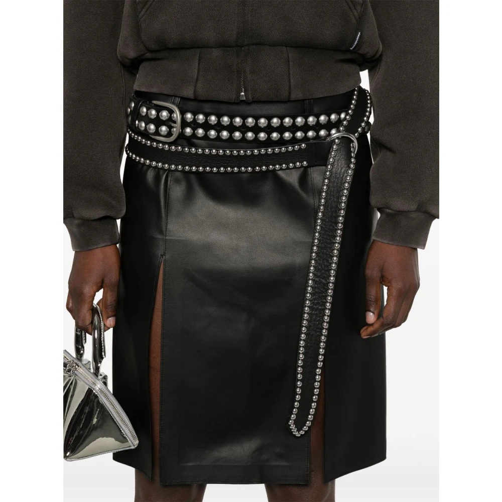 The Attico Zwarte Leren Rok Elegante Stijl Black Dames
