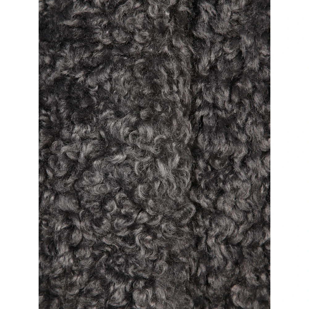 Stand Studio Faux Fur Coat Gekrulde Afwerking Gray Dames
