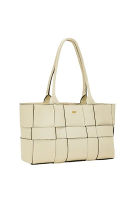 Flätad läder shopper väska