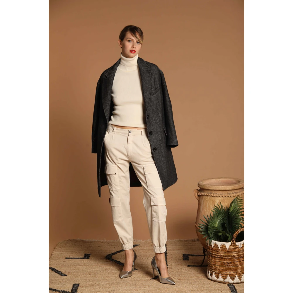 Mason's Curvy Fit Cargo Broek in Gabardine Beige Dames