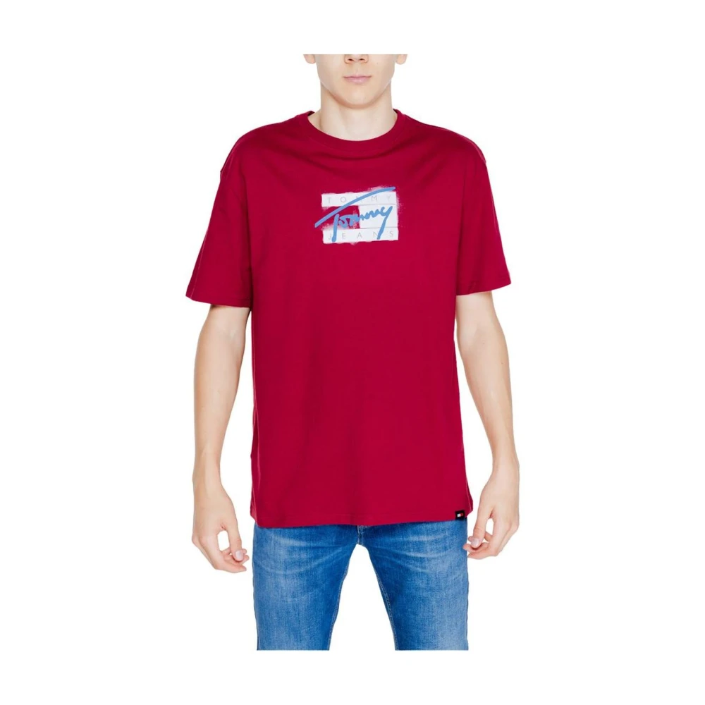 Tommy Jeans Bordeaux Katoenen T-Shirt Red Heren