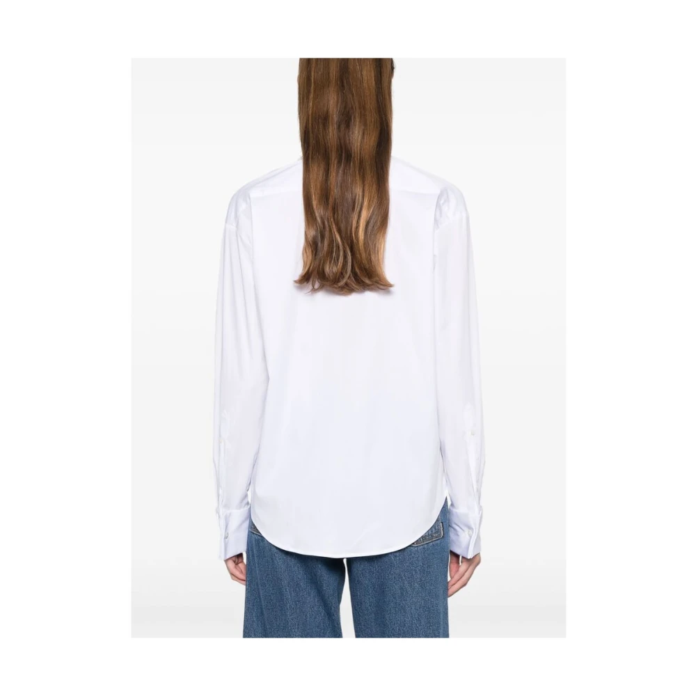 Mazzarelli Witte Katoenen Overhemd Franse Manchetten White Dames