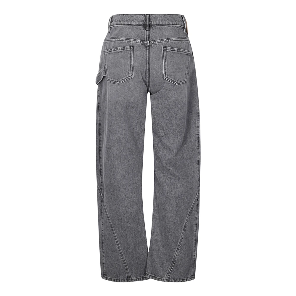 JW Anderson Grijze Twisted Workwear Denim Broek Gray Dames
