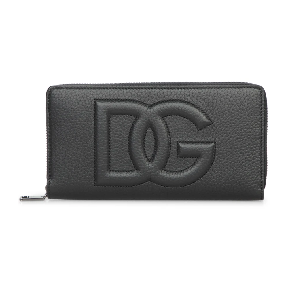 Dolce & Gabbana Zwarte Hertenleren Ritsportemonnee Black Heren