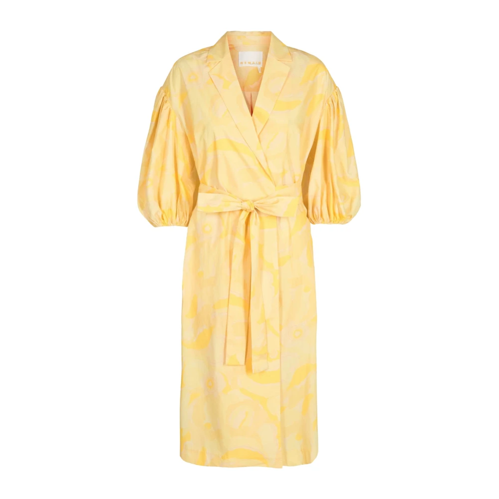 Remain Birger Christensen Katoenen Wrap Jurk met Ballonmouwen Yellow Dames