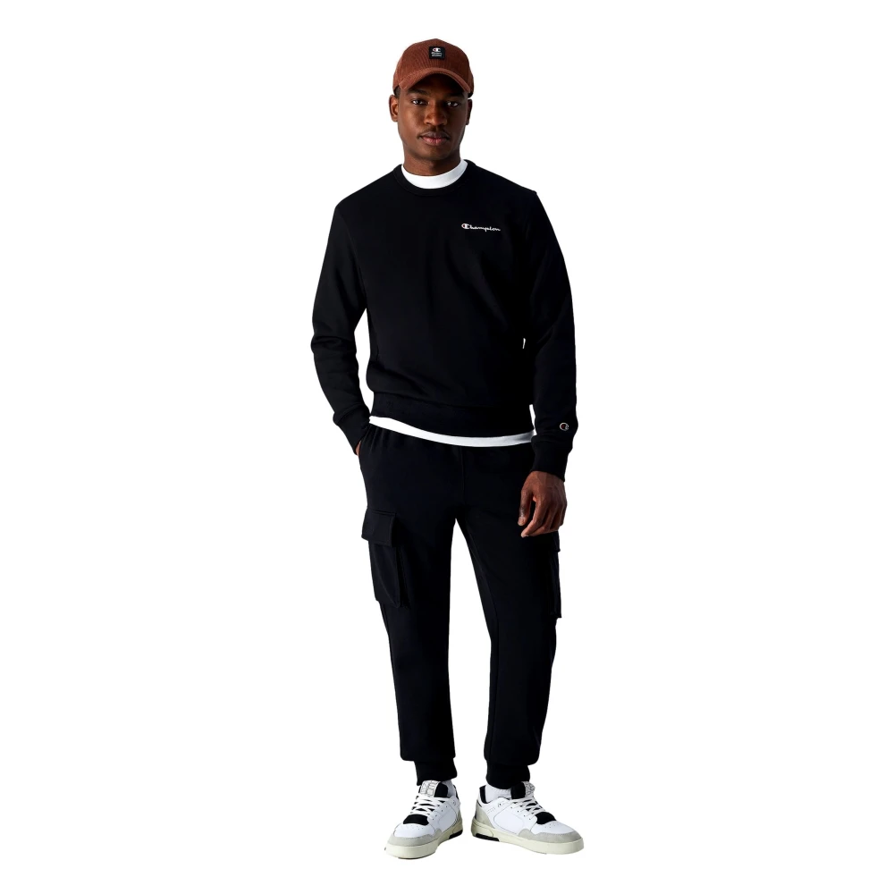 Champion Zwart Geborduurd Logo Crewneck Sweatshirt Black Heren