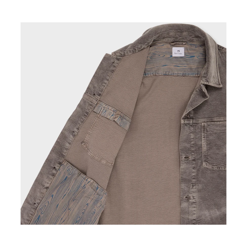 PS By Paul Smith Ribfluwelen overshirt met borstzakken Gray Heren