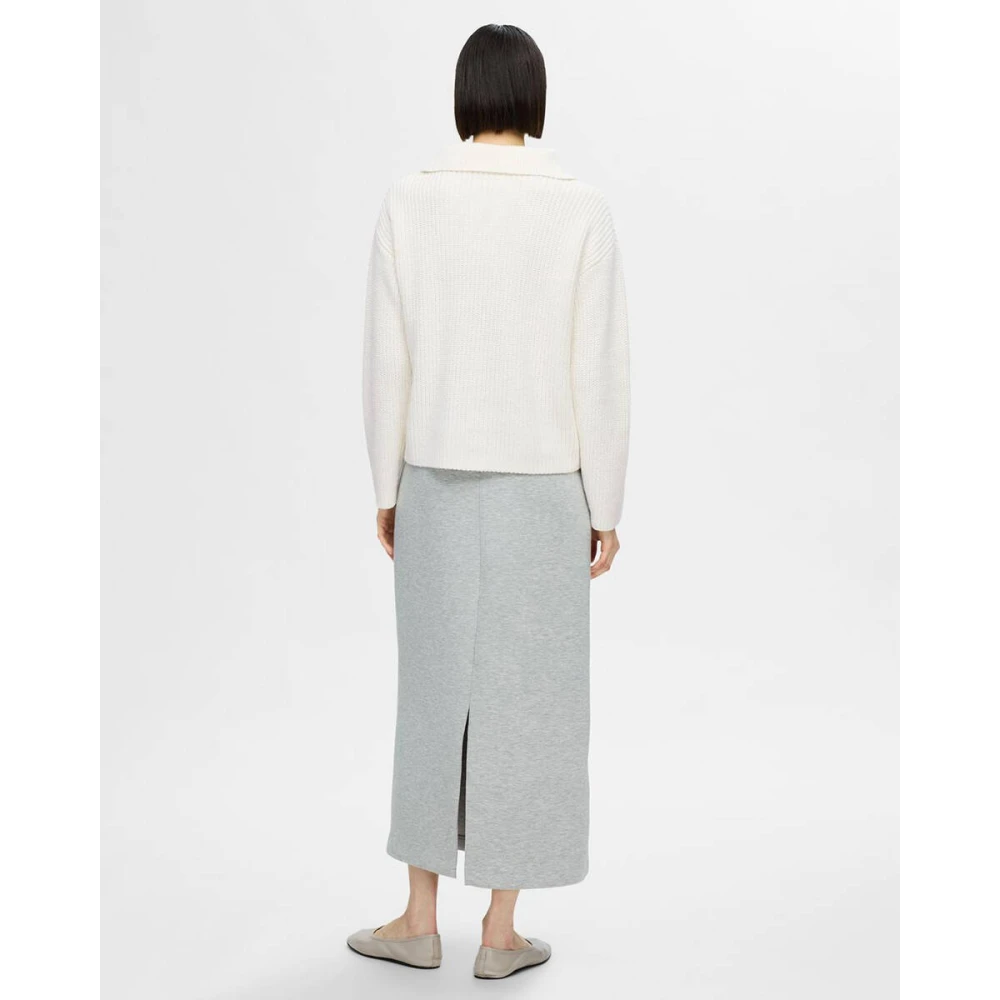 Selected Femme Zwarte Pullover Bloomie Half Zip Beige Dames