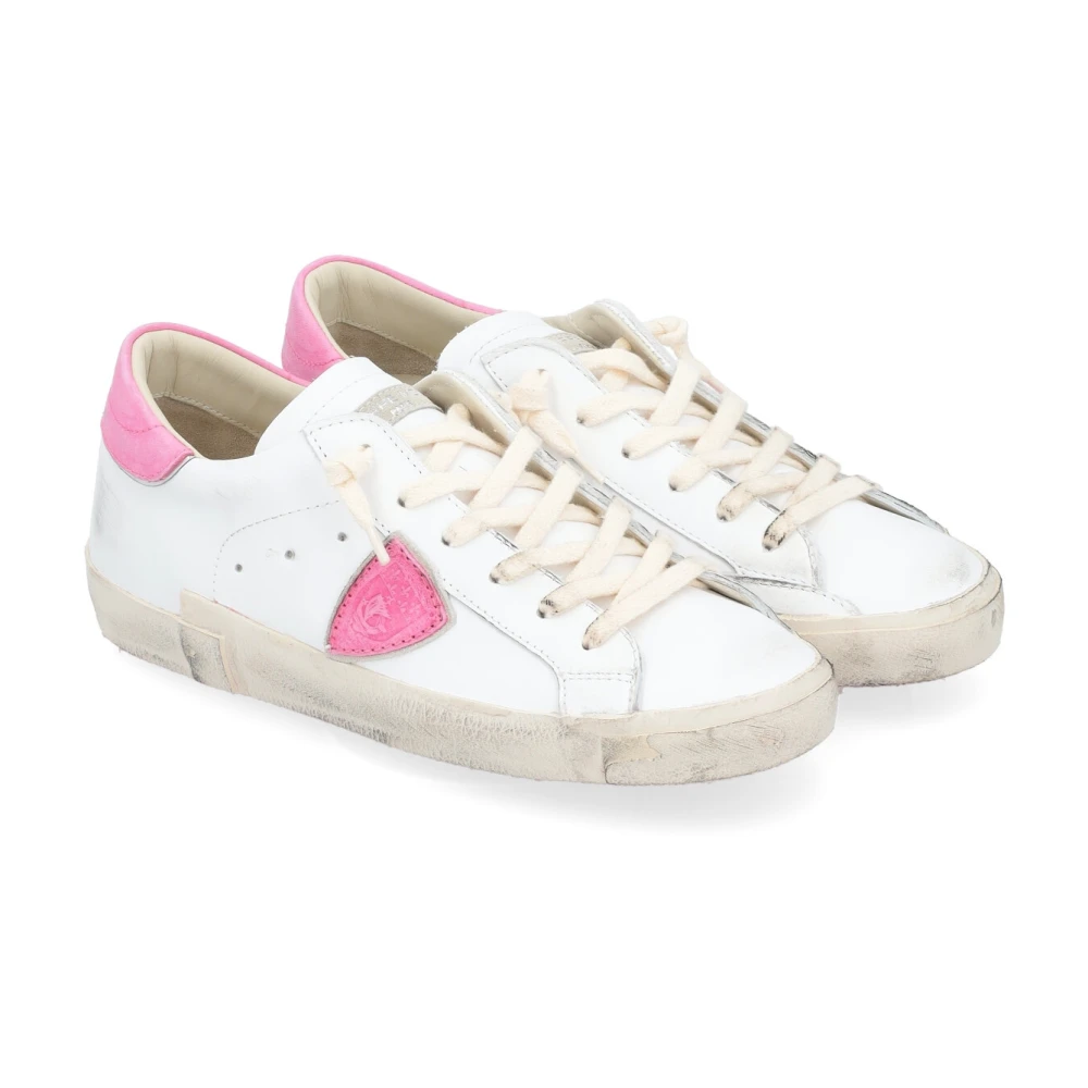 Philippe Model Paris X Leren Sneaker met Fuchsia Details Pink Dames