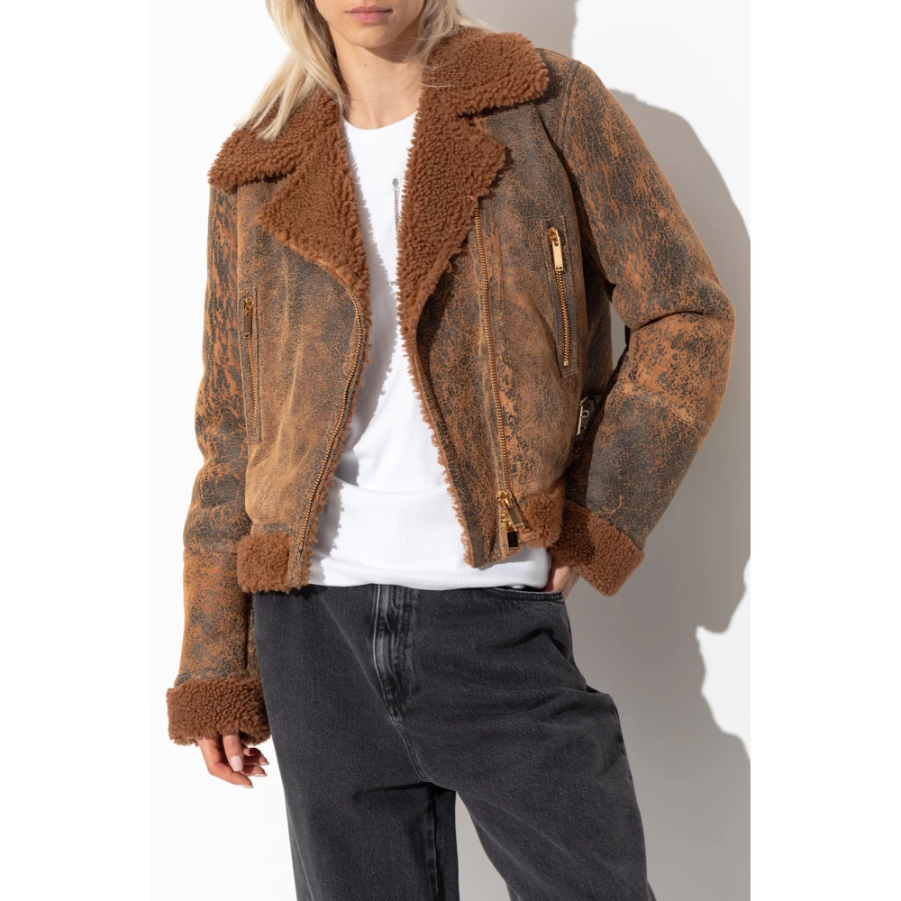 alexander mcqueen Jas met bontafwerking Brown Dames